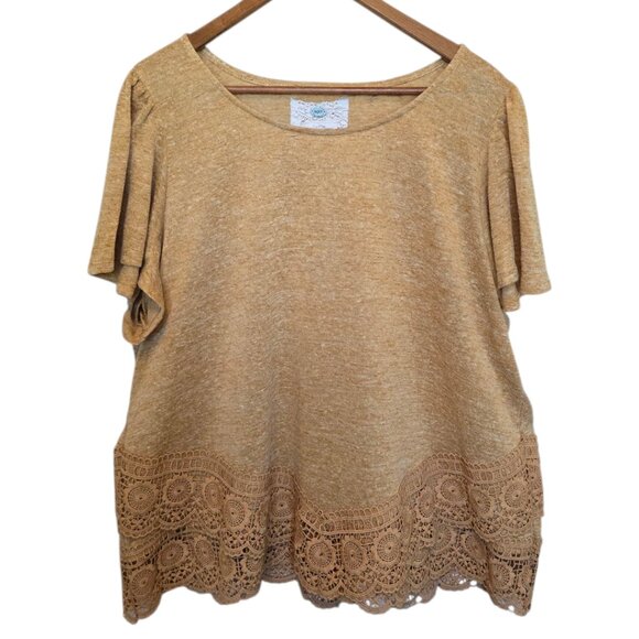 Women's Gold Short Sleeved Top sz 3X - Picture 2 of 6